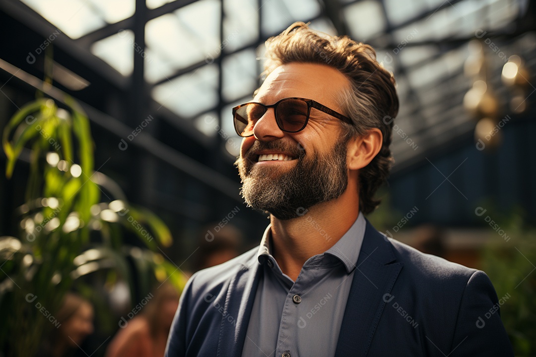 Retrato de uma equipe de negócios rindo em pé no escritório