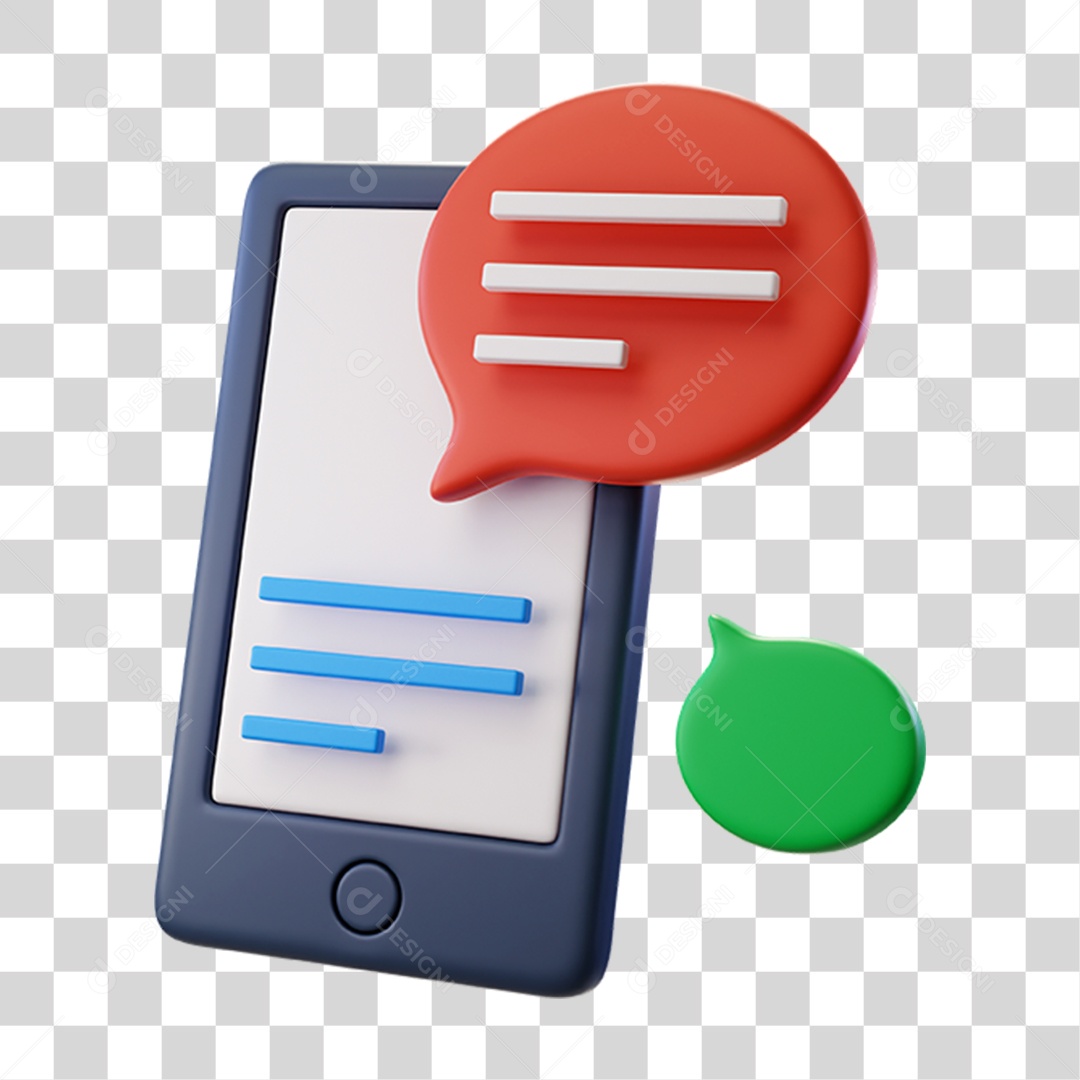 Elemento 3D Celular Recebendo Mensagem Conversas PNG Transparente
