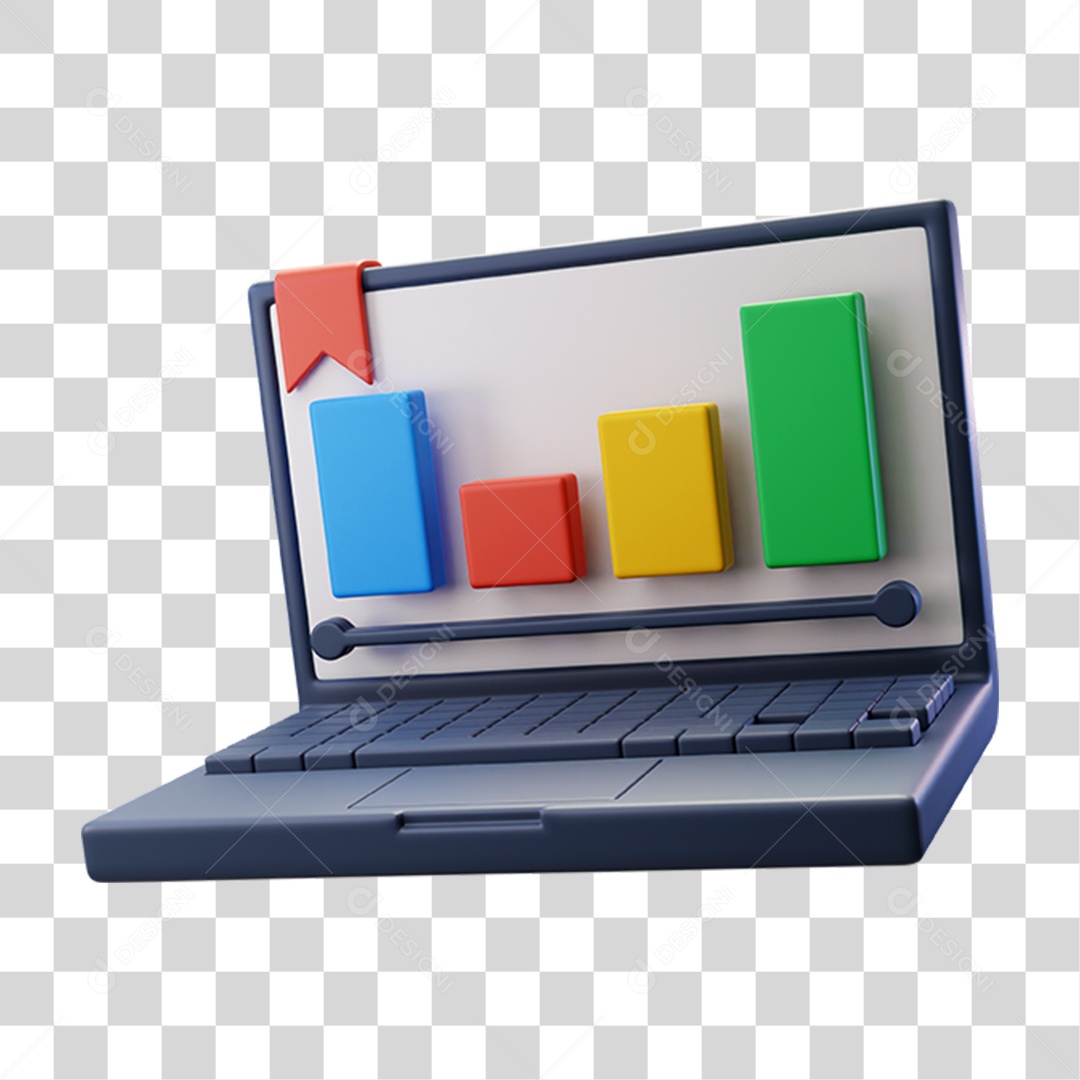Notebook Com Gráficos Empresarial PNG Transparente