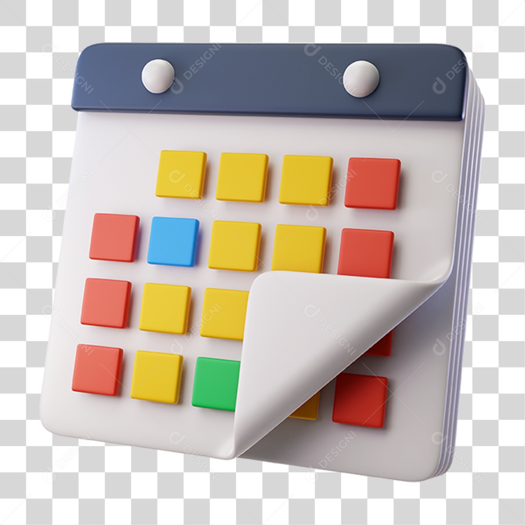 Elemento 3D Calendário Colorido PNG Transparente