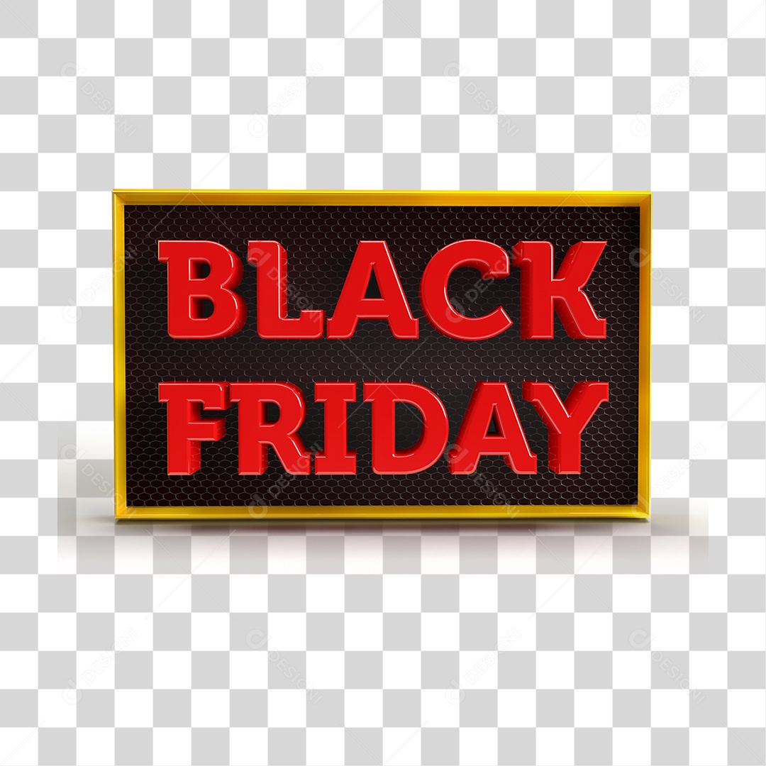Selo 3D Black Friday para Composição PNG Transparente