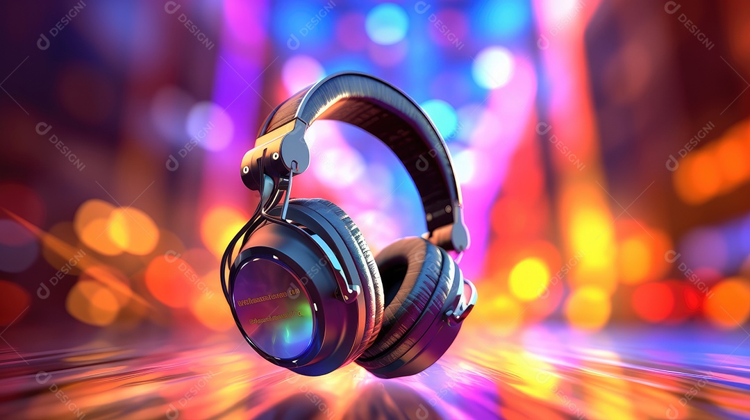 Retrato realista de fones de ouvido