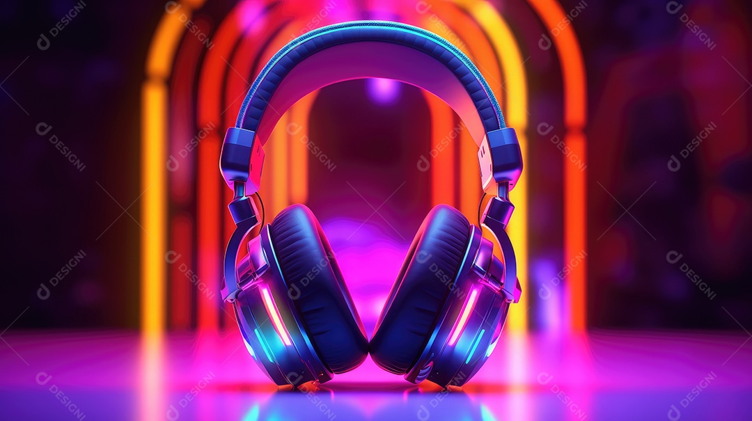 Retrato realista de fones de ouvido