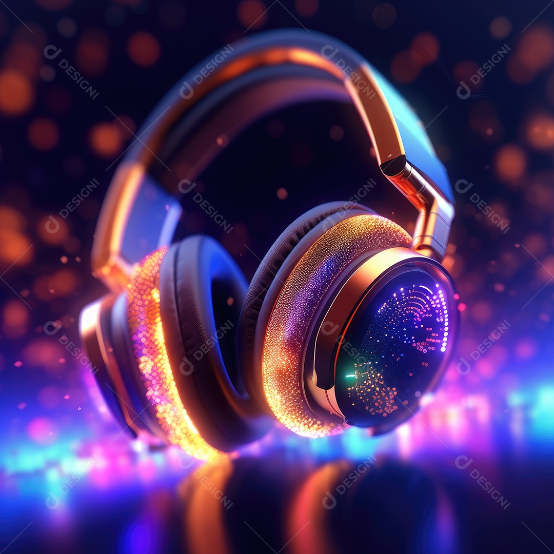 Retrato realista de fones de ouvido