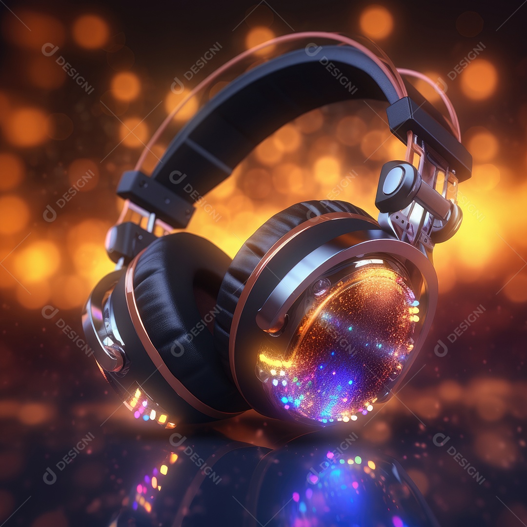 Retrato realista de fones de ouvido