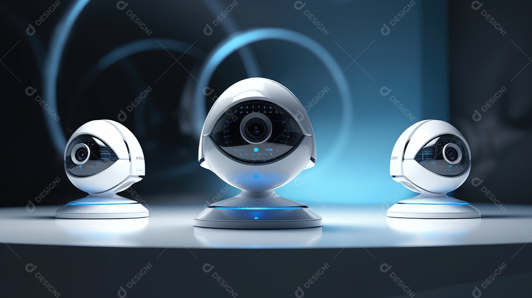 Câmera de segurança CCTV em fundo escuro