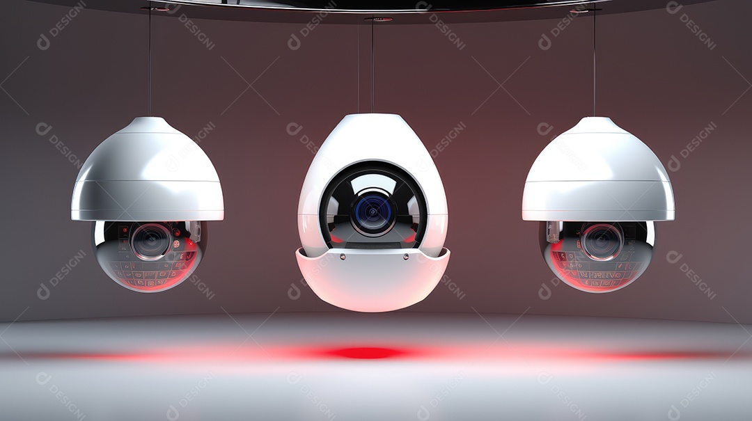 Câmera de segurança CCTV em fundo escuro