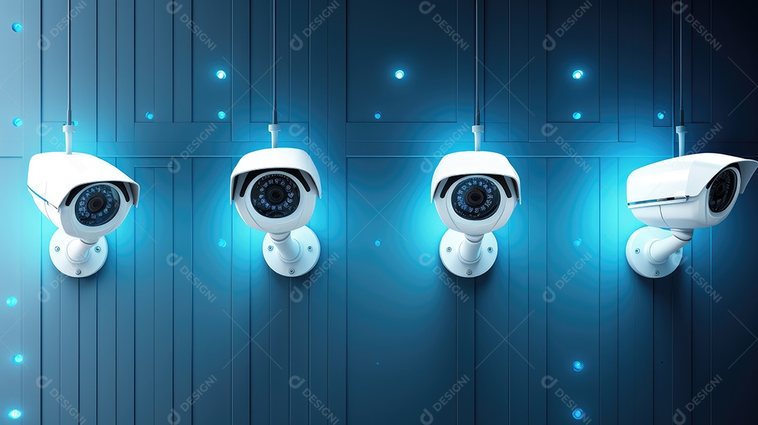 Câmera de segurança CCTV em fundo escuro