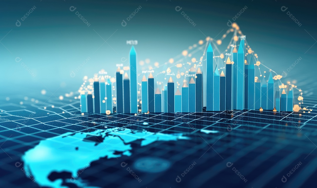 Gráfico do mercado de ações financeiro e gráfico de velas em fundo abstrato. Dupla exposição