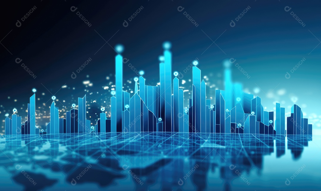 Gráfico do mercado de ações financeiro e gráfico de velas em fundo abstrato. Dupla exposição