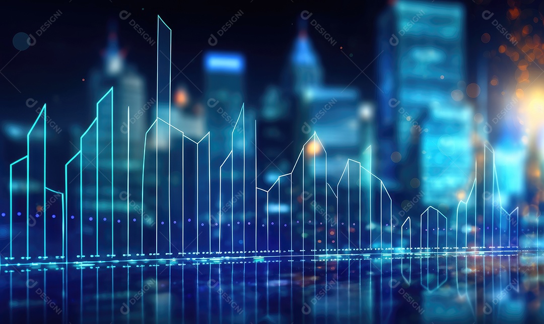 Gráfico do mercado de ações financeiro e gráfico de velas em fundo abstrato. Dupla exposição