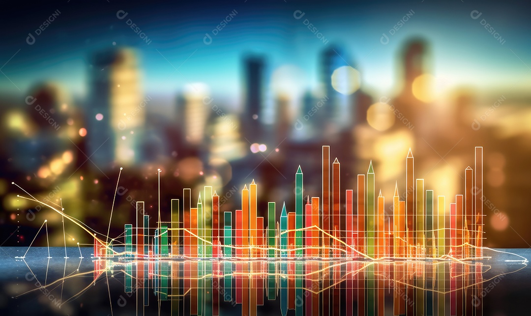 Gráfico do mercado de ações financeiro e gráfico de velas em fundo abstrato. Dupla exposição
