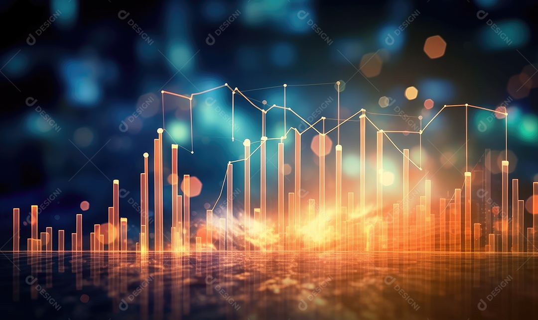 Gráfico do mercado de ações financeiro e gráfico de velas em fundo abstrato. Dupla exposição