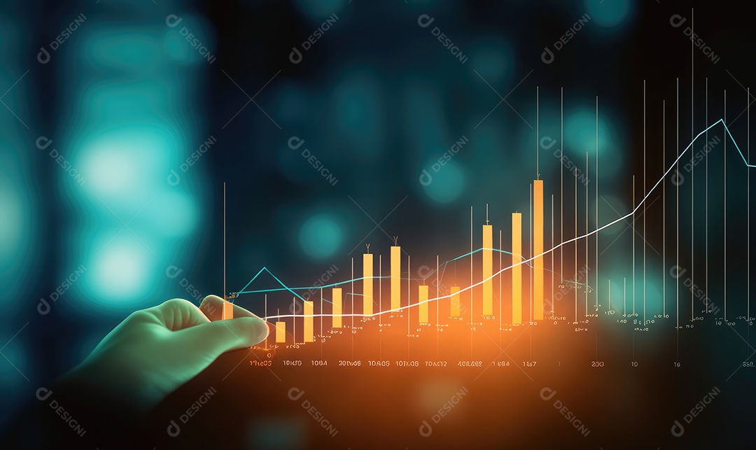 Gráfico do mercado de ações financeiro e gráfico de velas em fundo abstrato. Dupla exposição