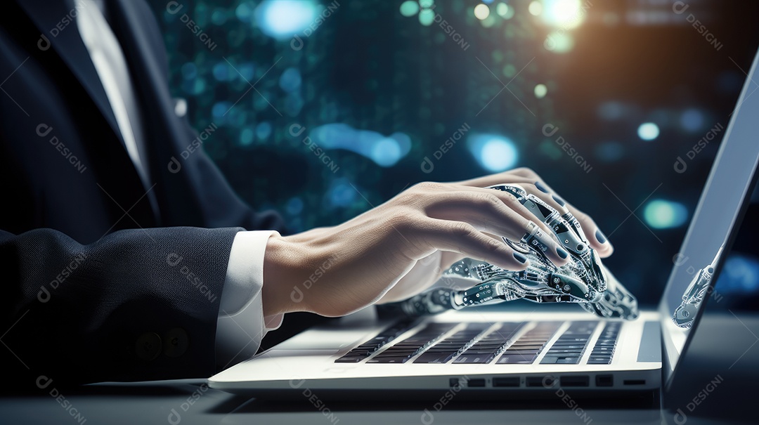 Close-up do ícone tocante da mão humana na tela virtual