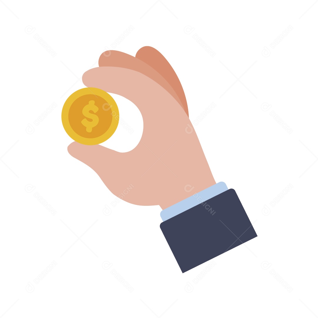 Empresário com Moeda na Mão Ilustração Vetor EPS