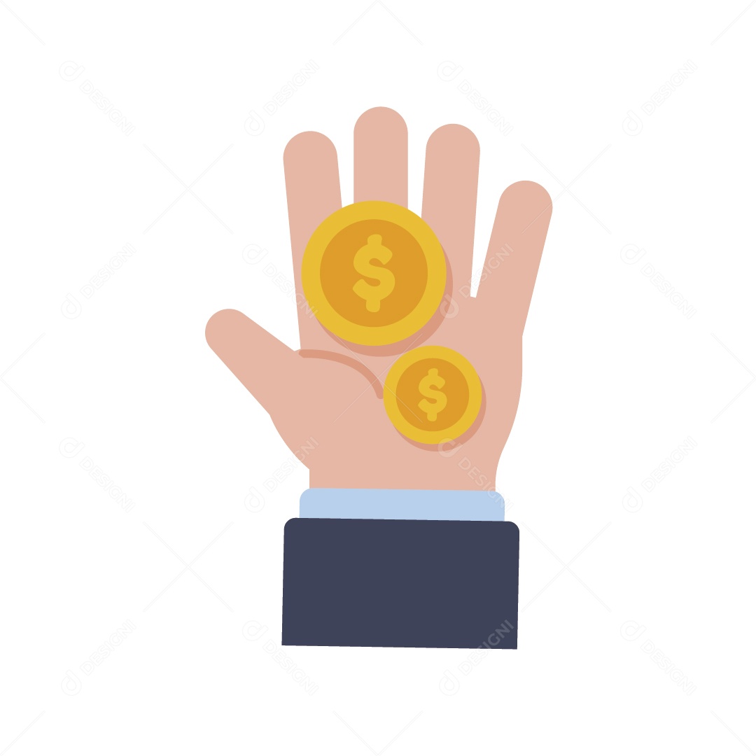 Empresário Com Moeda na Mão Ilustração Vetor EPS