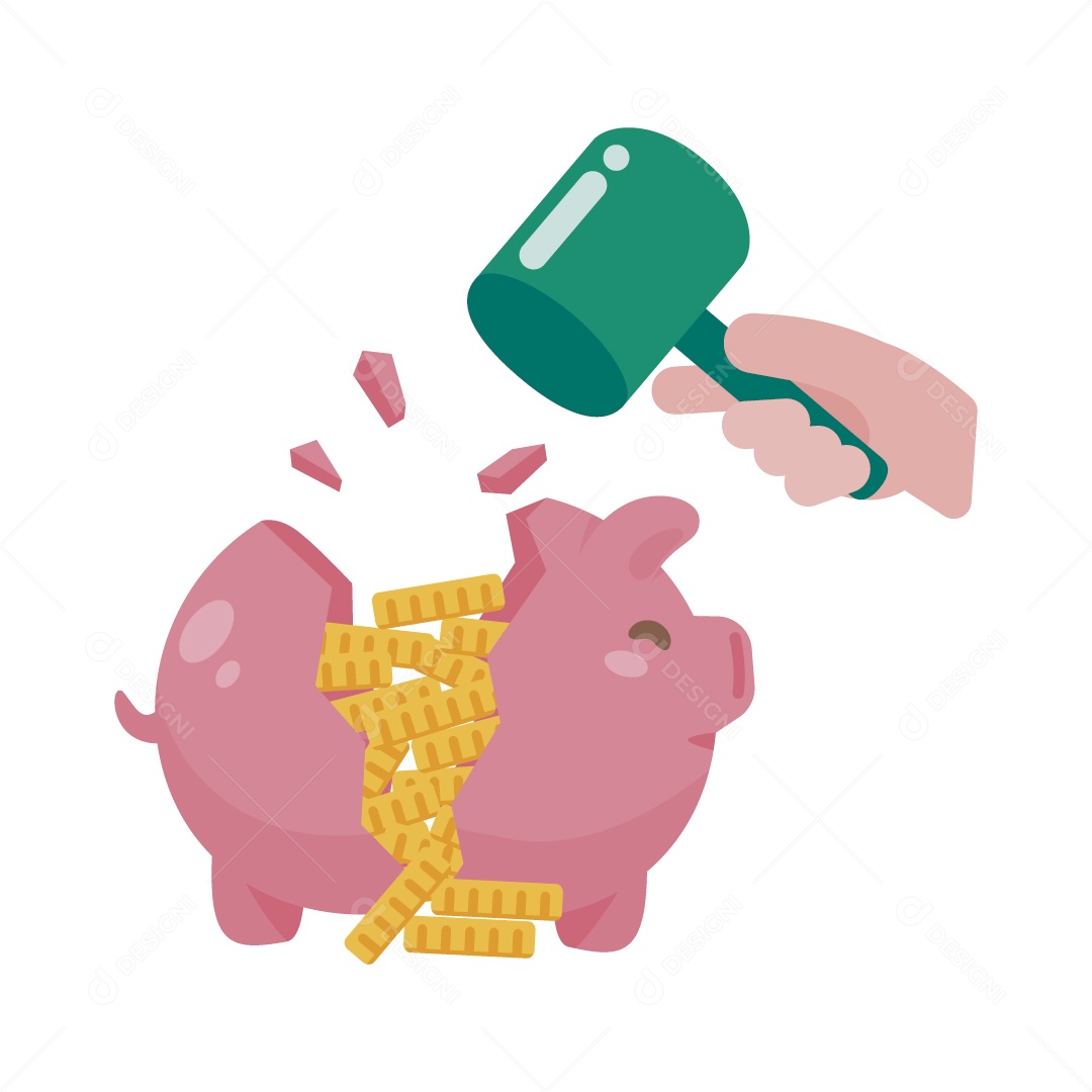 Cofrinho Quebrado Ilustração Vetor EPS