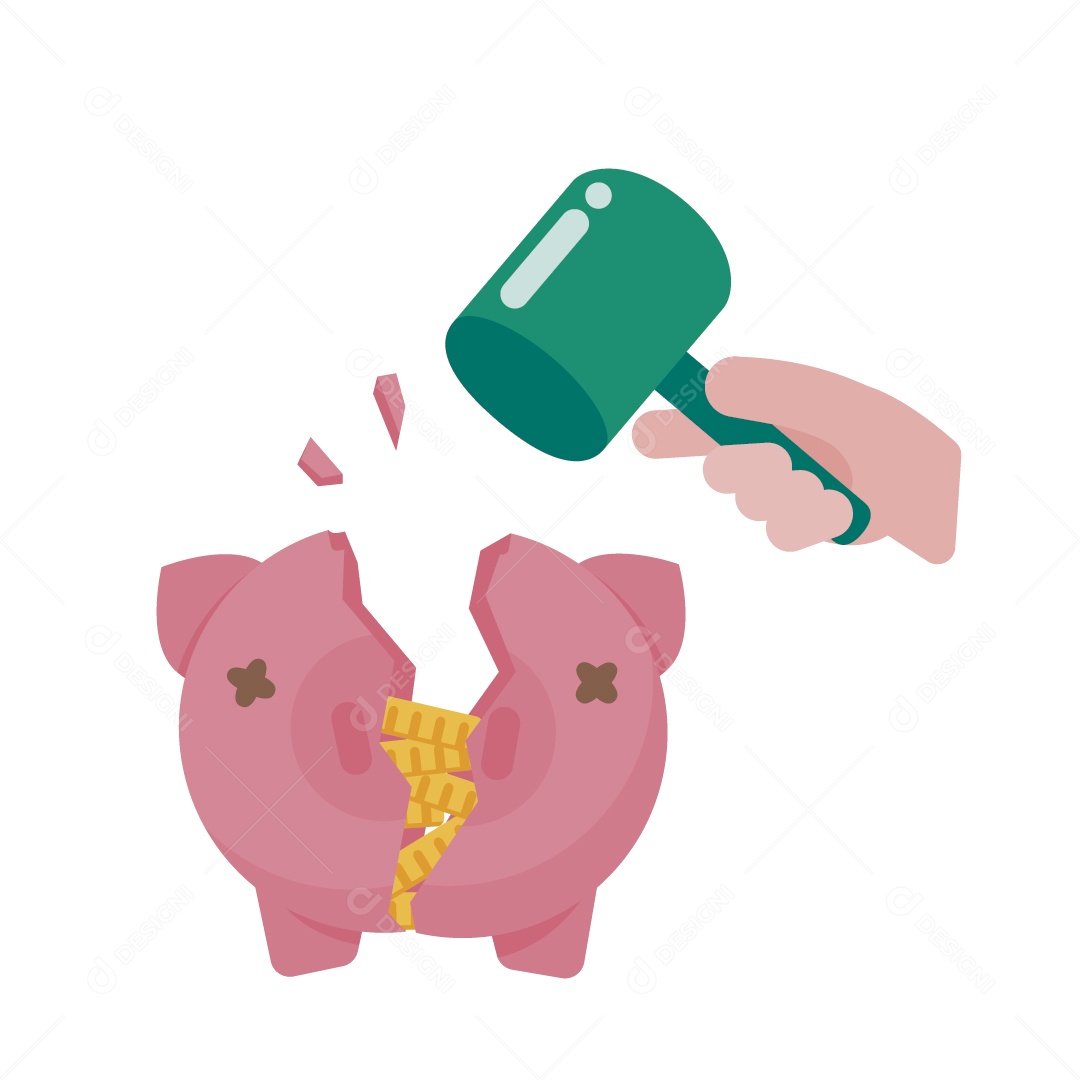 Cofrinho Quebrado Ilustração Vetor EPS