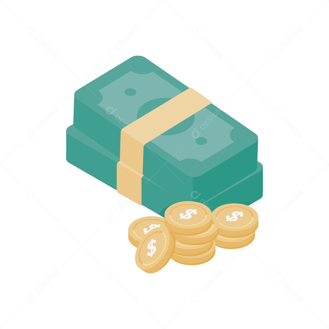 Moedas e Notas de Dinheiro Ilustração Vetor EPS