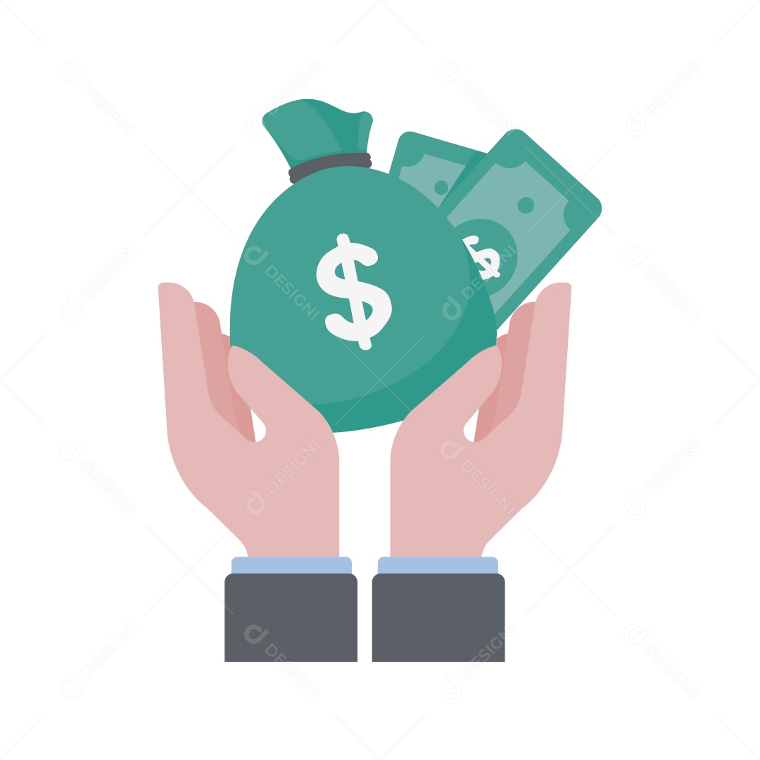 Empresário Segurando Dinheiro Ilustração Vetor EPS