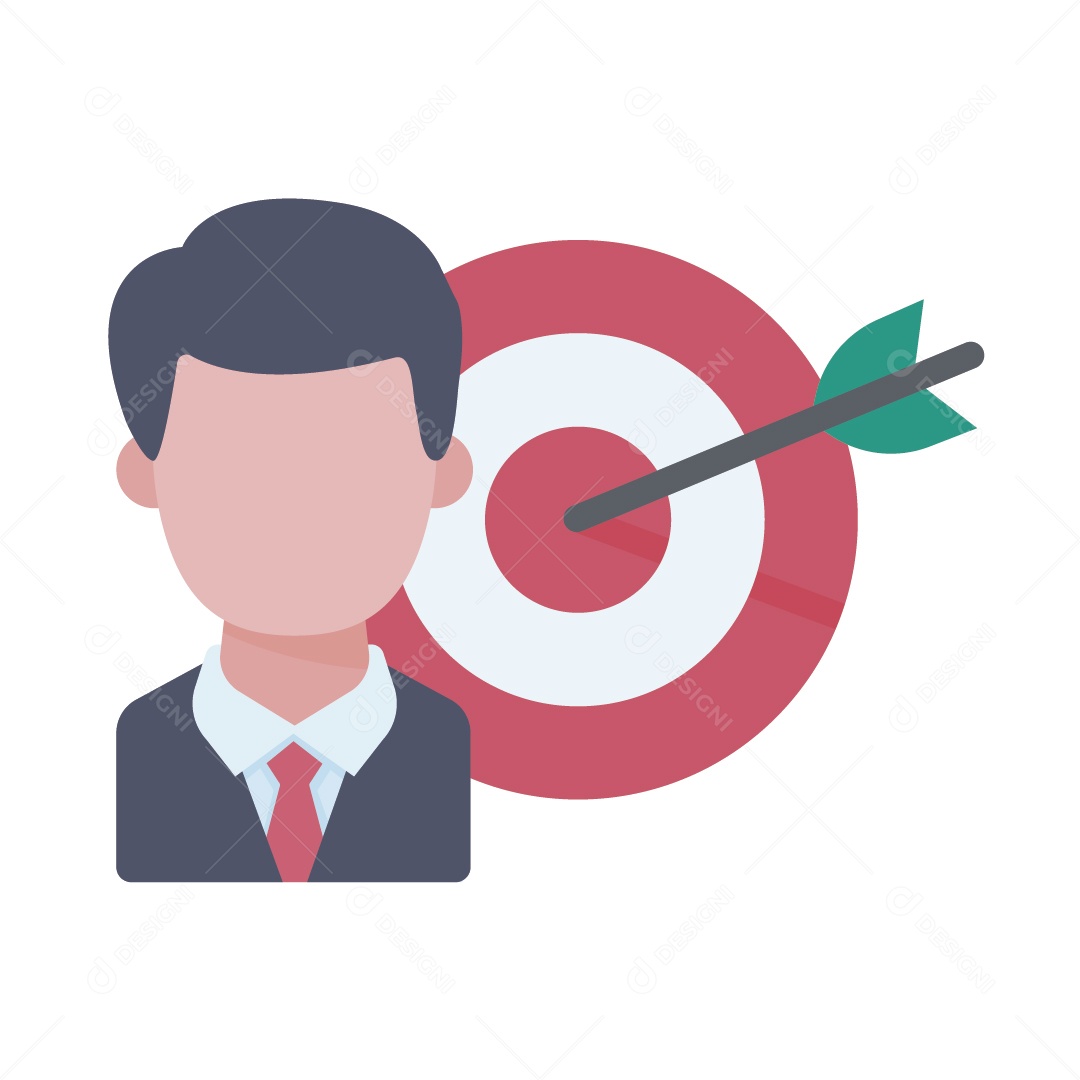 Empresário em Busca do Seu Objetivo Ilustração Vetor EPS