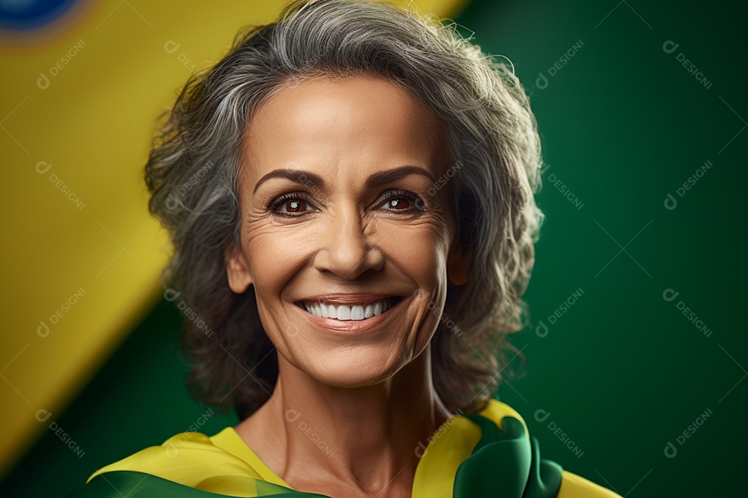 Mulher sorridente em comemoração do 7 de setembro