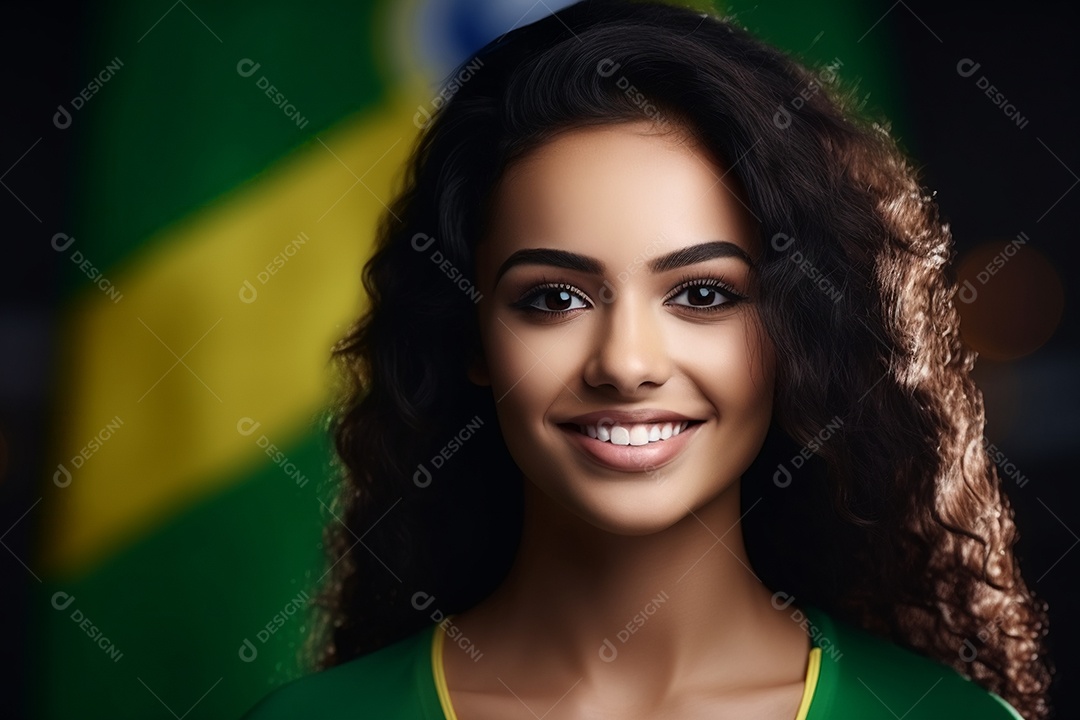 Mulher sorridente em comemoração do 7 de setembro