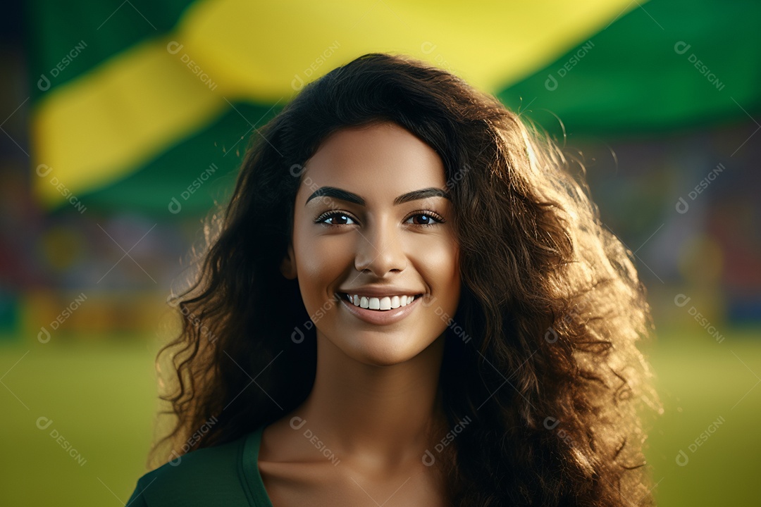 Mulher sorridente em comemoração do 7 de setembro