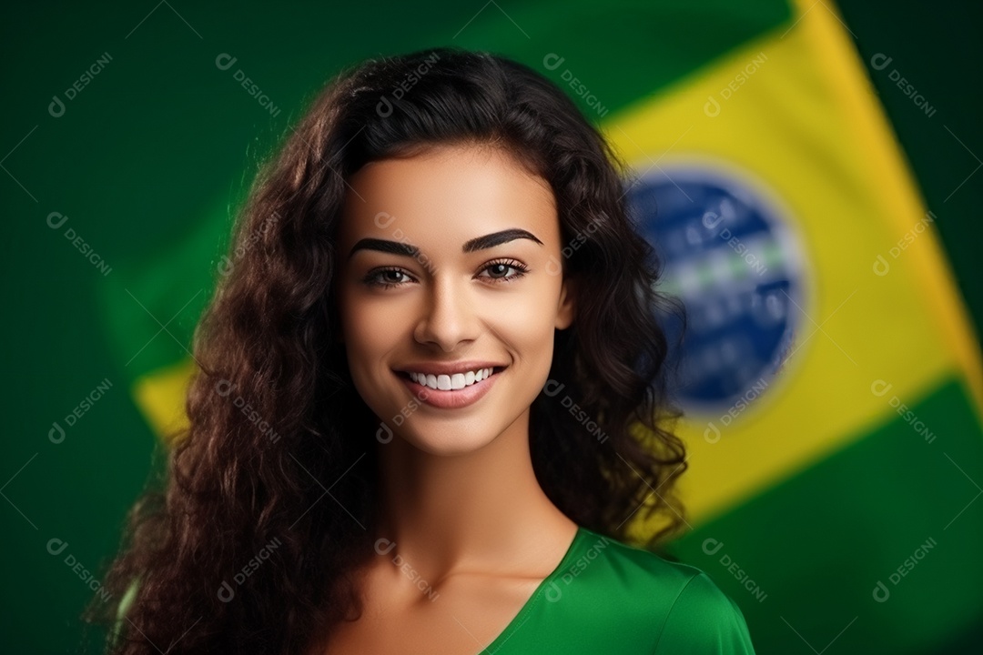 Mulher sorridente em comemoração do 7 de setembro