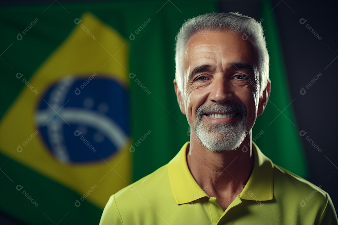 Homem sorridente em comemoração do 7 de setembro