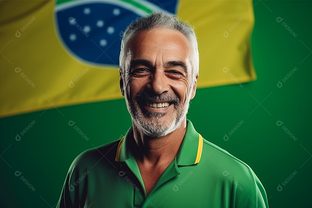 Homem sorridente em comemoração do 7 de setembro