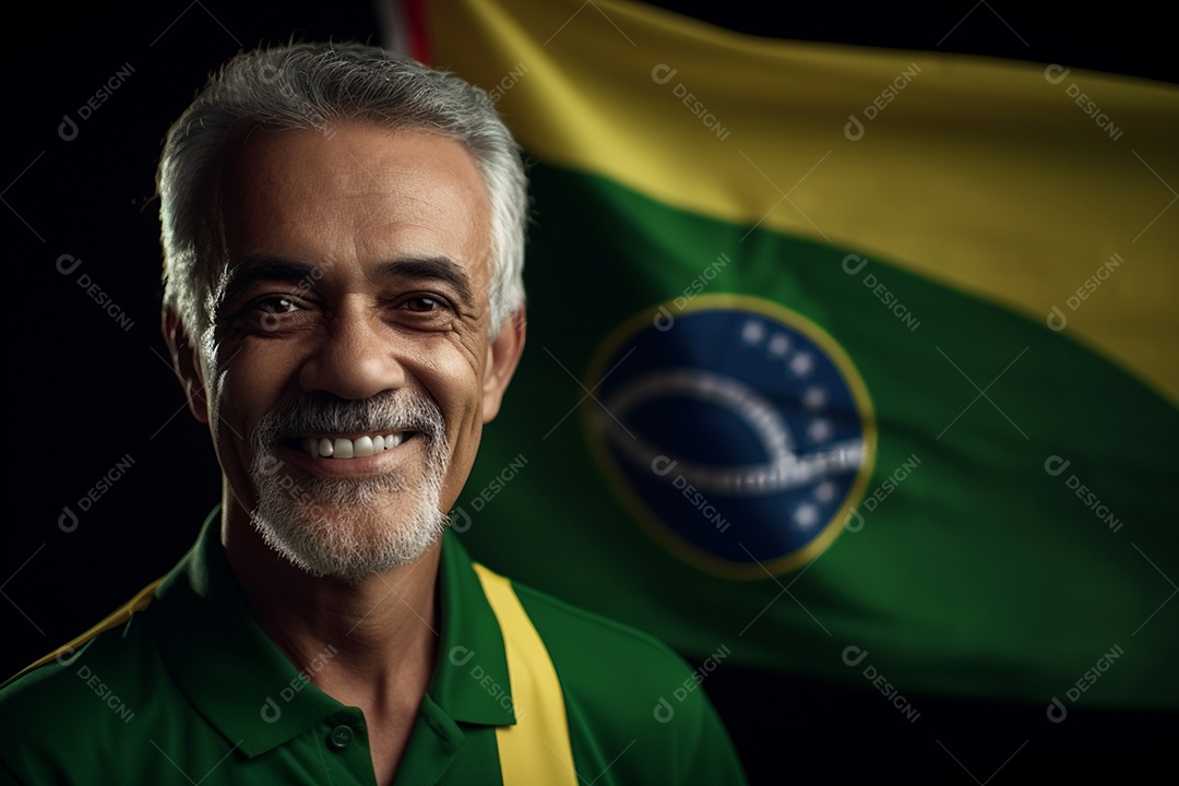 Homem sorridente em comemoração do 7 de setembro