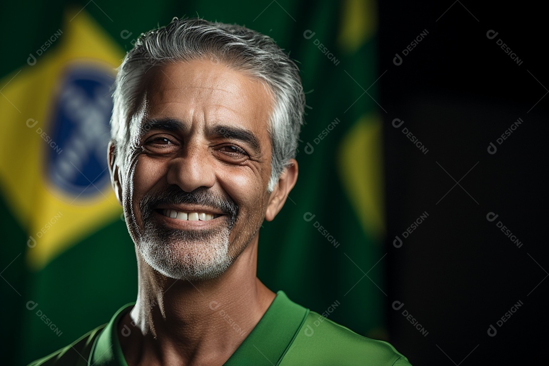 Homem sorridente em comemoração do 7 de setembro