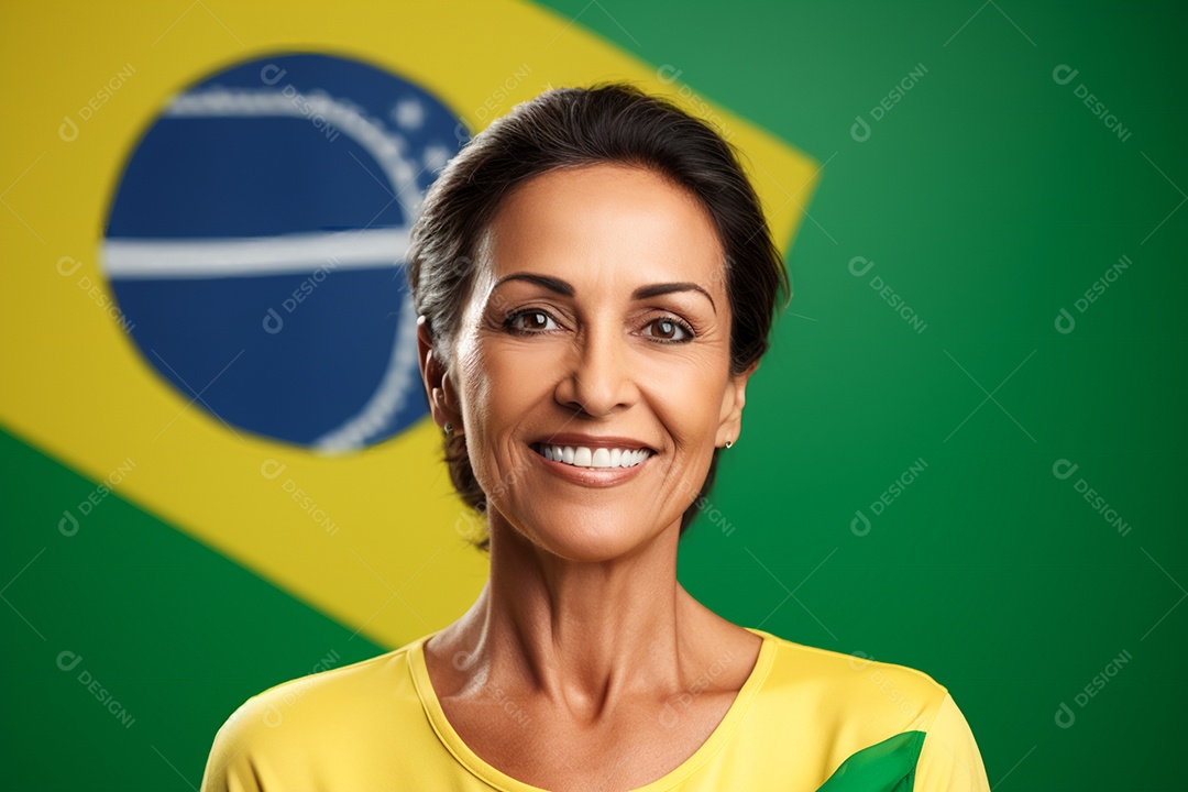 Mulher sorridente em comemoração do 7 de setembro