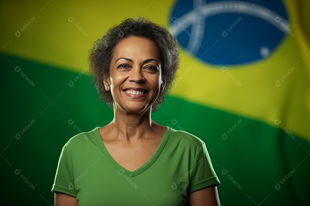 Mulher sorridente em comemoração do 7 de setembro