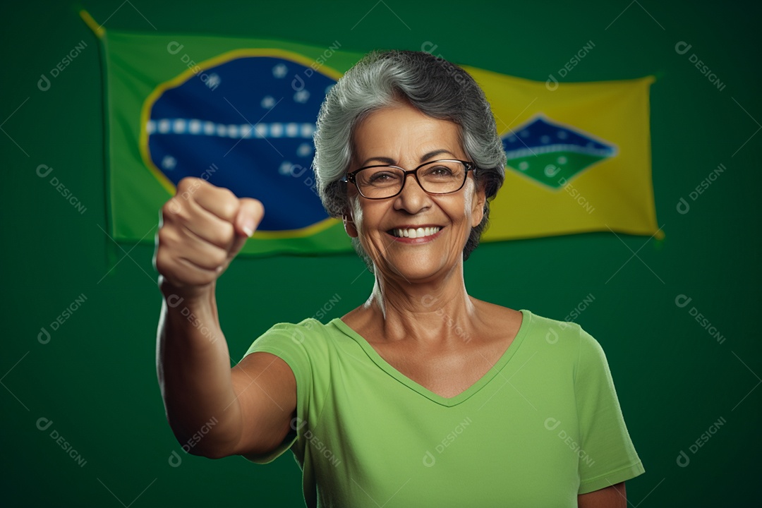 Mulher sorridente em comemoração do 7 de setembro