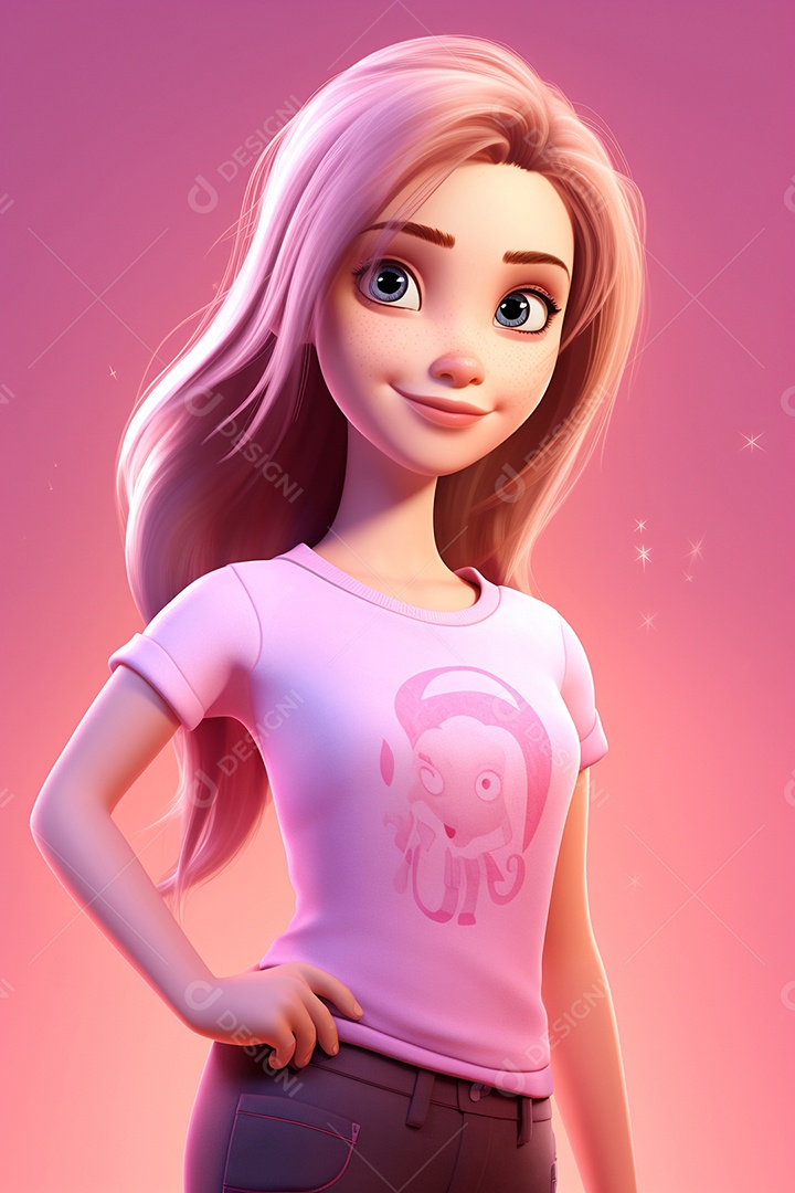 Ilustração mulher com camiseta de conscientização de outubro rosa