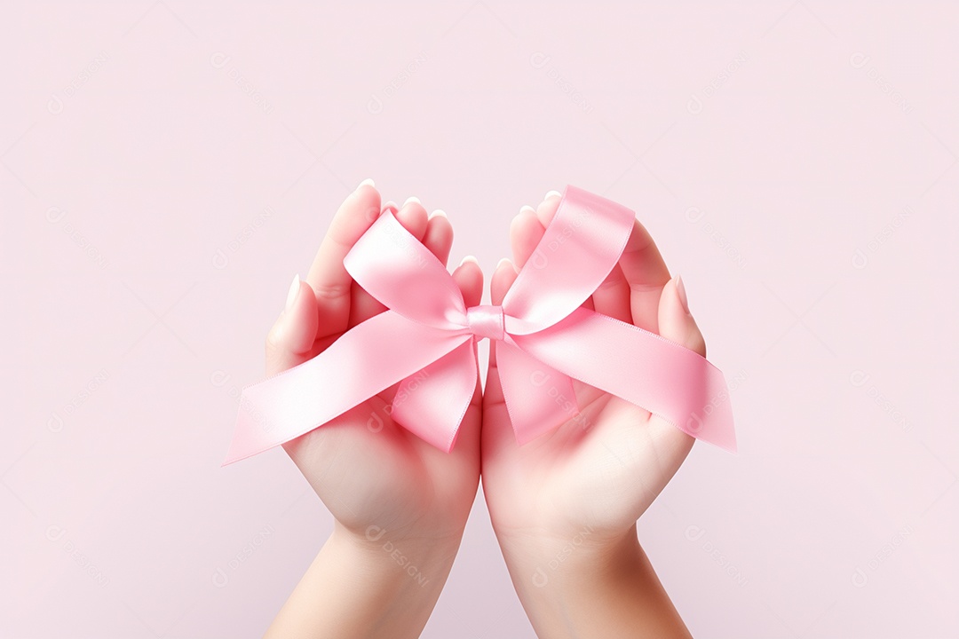 Fitas cor de rosa em fundo branco, conscientização do outubro rosa