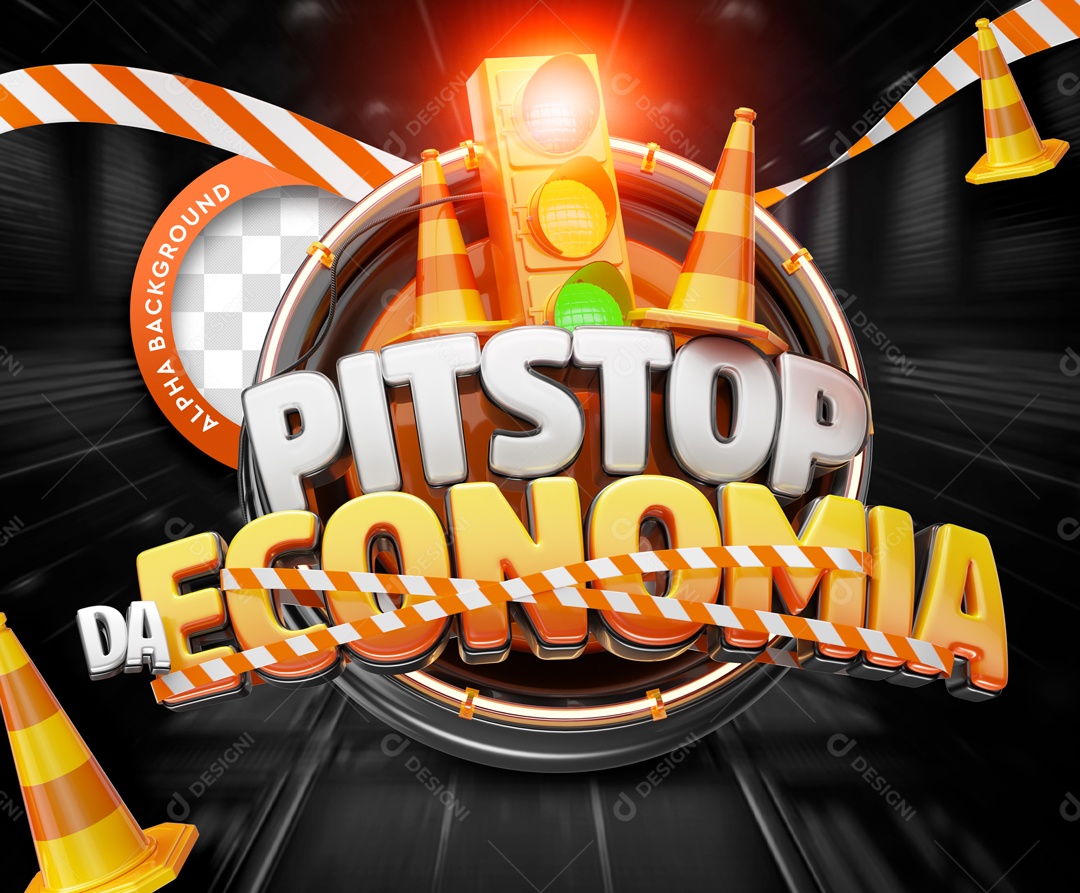 Pitstop Da Economia Selo 3D Para Composição PSD