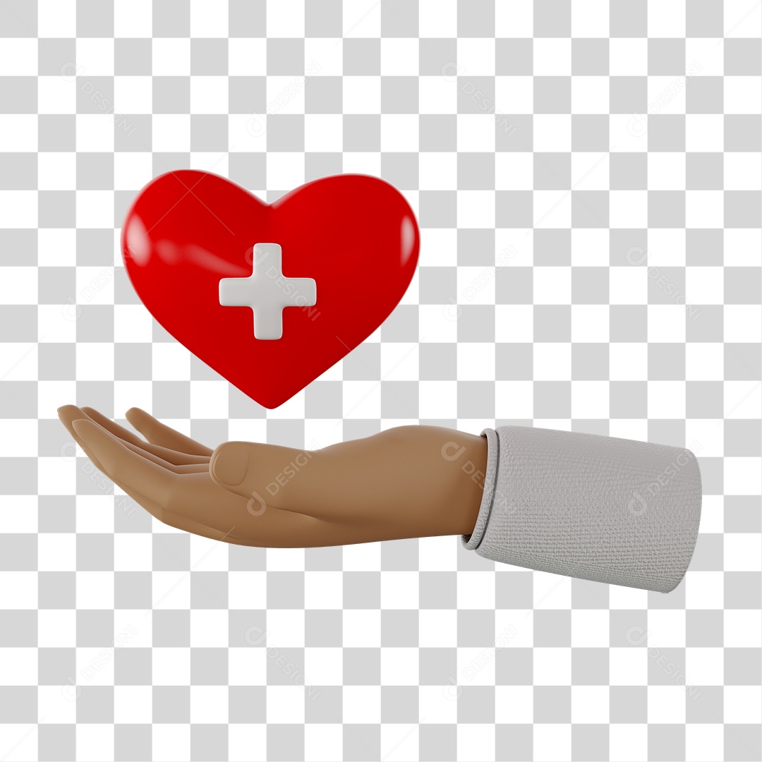 Mão e Coração PNG Transparente