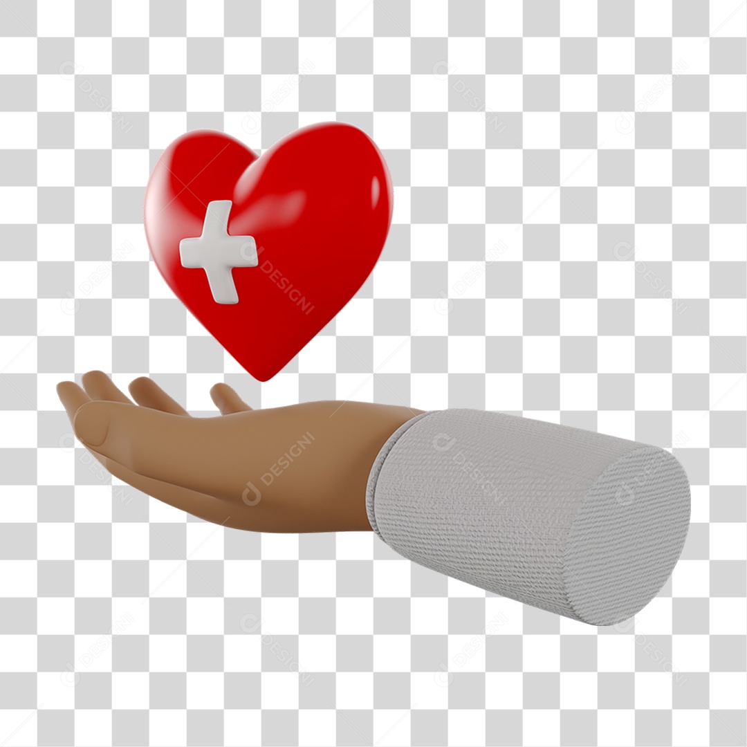 Mão e Coração PNG Transparente