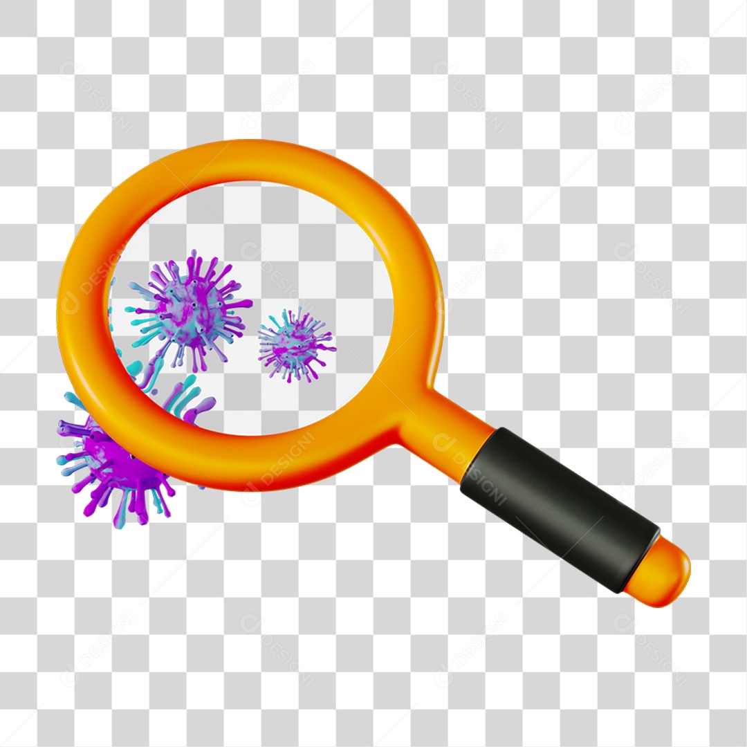 Vírus e Lupa  PNG Transparente