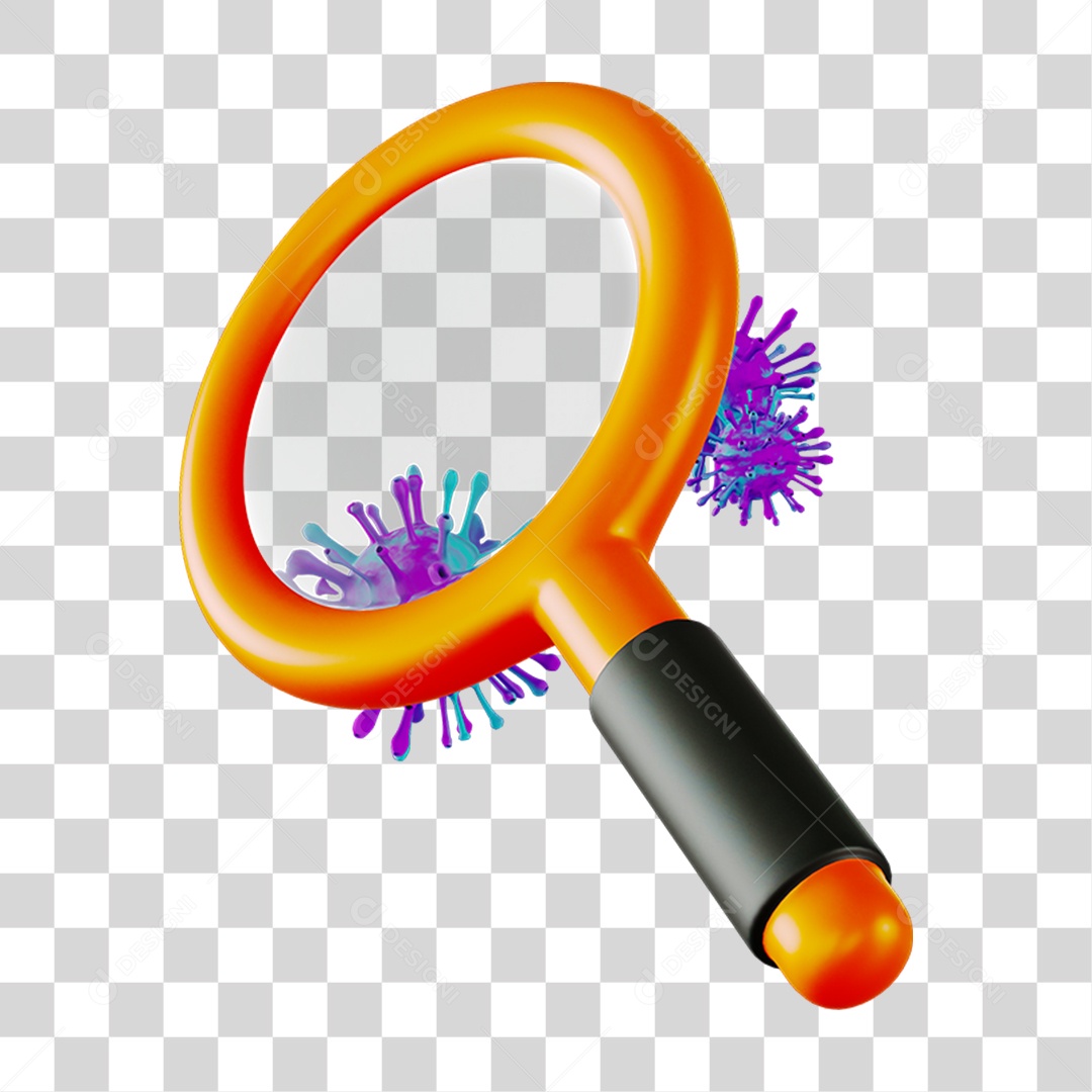 Vírus e Lupa  PNG Transparente
