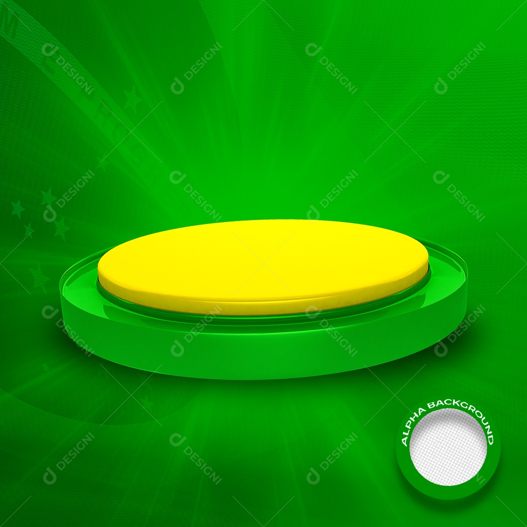 Podium Verde e Amarelo 7 De Setembro Elemento 3D Para Composição PSD