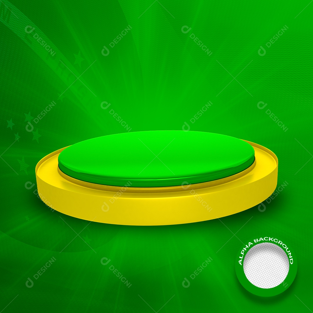 Elemento 3D Podium Verde e Amarelo 7 De Setembro Para Composição PSD