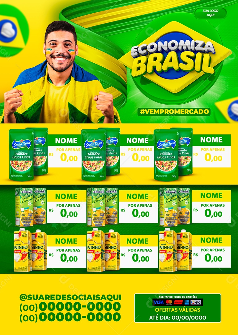 Social Media Encarte Economiza Brasil PSD Editável