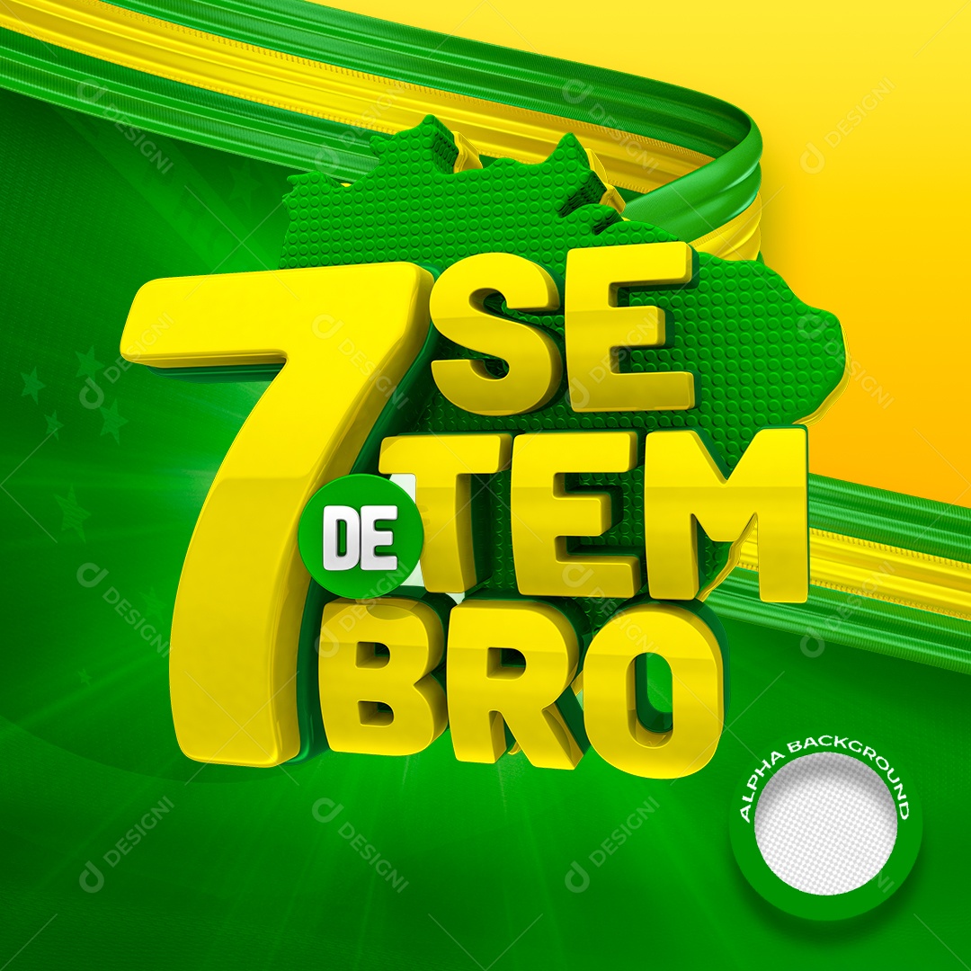 Selo 3D 7 De Setembro Para Composição PSD
