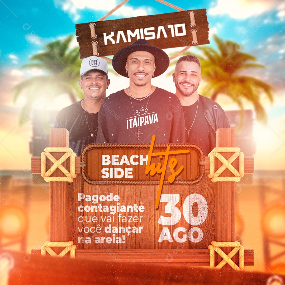 Beach Side Hits Flyer Kamisa 10 Pagode Contagiante Social Media PSD Editável