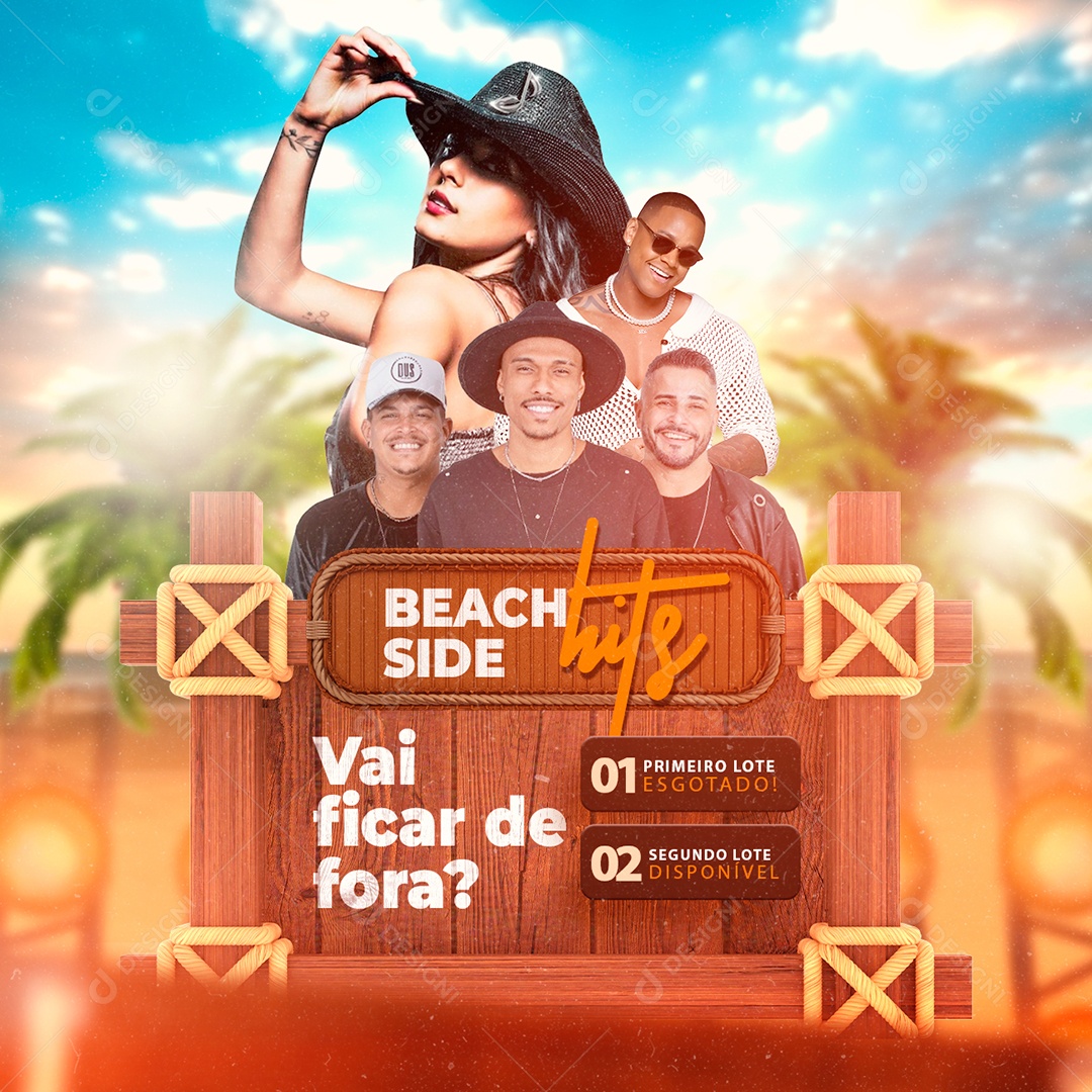 Beach Side Hits Flyer Vai ficar de Fora Social Media PSD Editável